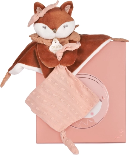 Doudou-cadeauset: pluche vos Mina met speenhouder 20 cm
