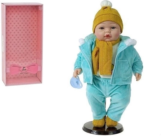 Pratende baby-pop in winterkleding