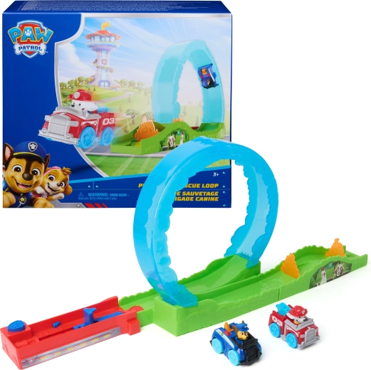 PAW Patrol Pup Squad Rescue Loop – racebaan met looping, lanceerder en autootjes van Chase en Marshall