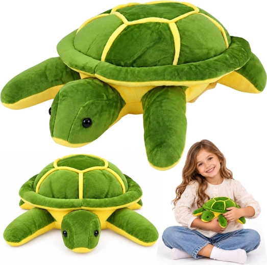 Knuffelbare pluchen schildpad geelgroen 23 cm