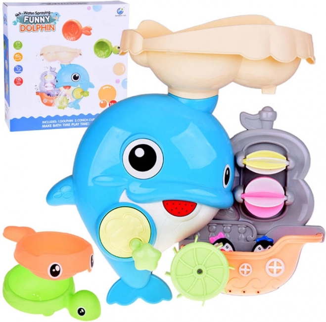 Vrolijke dolfijn – badspeelgoed met bootje en pinguïns