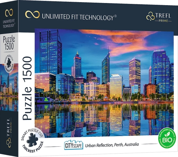 Puzzle TREFL UFT Cityscape – weerspiegeling van de stad Perth, Australië, 1500 stukjes