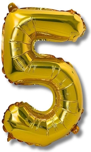 Folioballon cijfer 5, 40 cm, goud