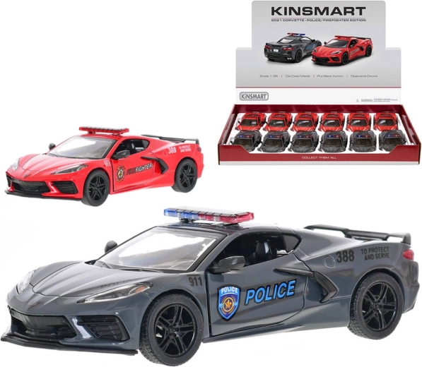 Kinsmart metalen modelauto Corvette 2021 hulpdiensten 1:36 - 1 stuk