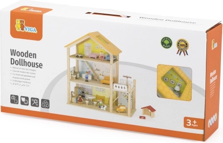 VIGA houten poppenhuis met figuren en accessoires
