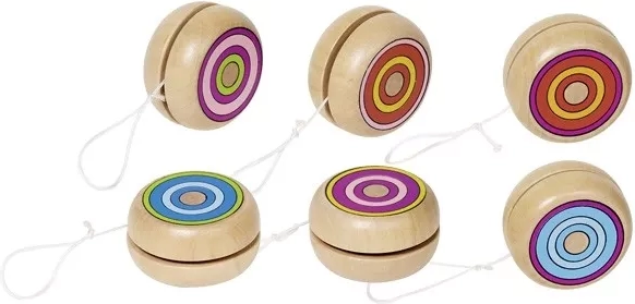 Houten jojo met kleurrijke ringen