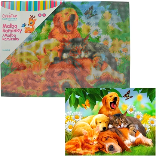 Diamond painting – siësta honden en katten 30 × 40 cm