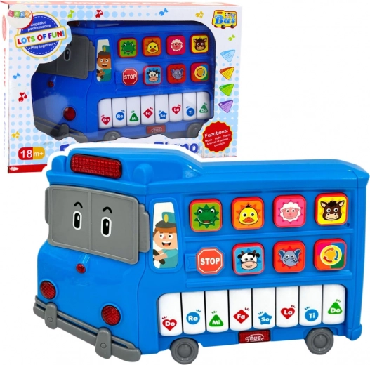 Elektrisch educatief kinderpiano – bus, blauw