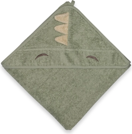 NuuRoo Aki babyhanddoek met capuchon light green dino