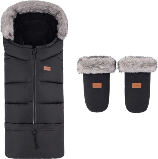 Petite&Mars wintersset: voetenzak Arctic 4-in-1 en kinderwagenhandschoenen Fjora – forever black