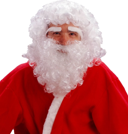 Kerstmanpruik met baard voor kinderen