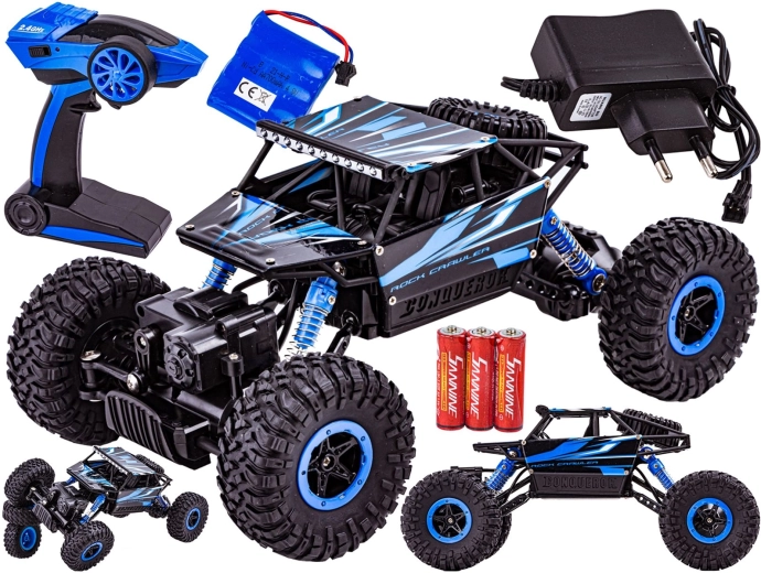 RC auto rock crawler 2,4 GHz 1:18 blauw