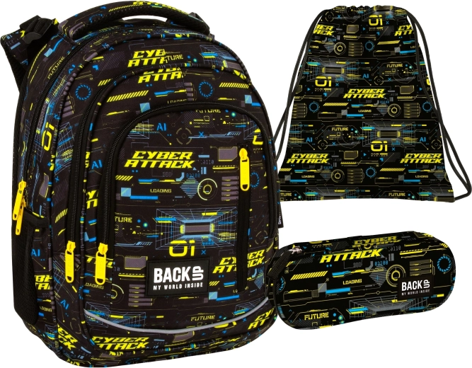 BackUP schoolset Cyber Attack 3-in-1 (rugzak, etui en gymtas)