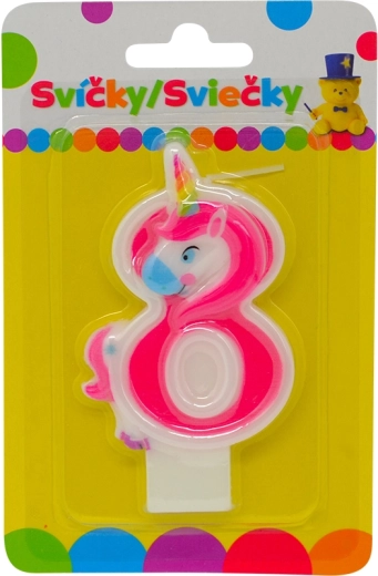 Verjaardagskaars eenhoorn nummer 8