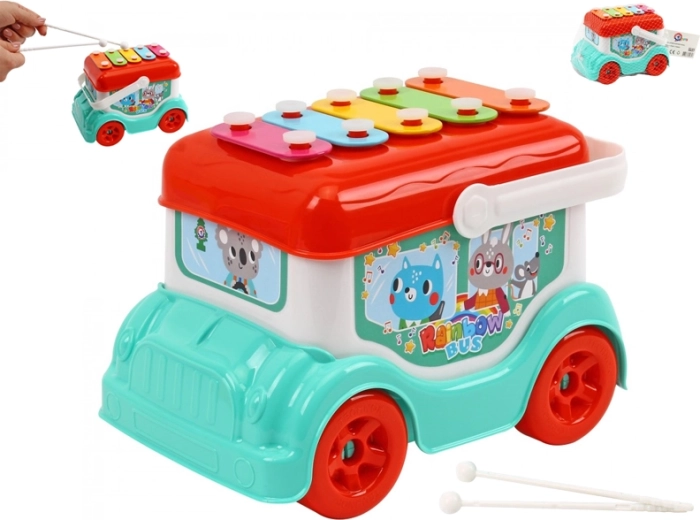 Bus met xylofoon voor kinderen 19 cm