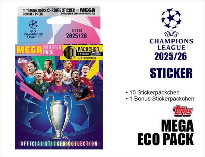 Topps mega eco pack met stickers UEFA Champions League 2025/2026