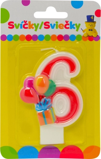 Verjaardagskaars met ballonnen – nummer 6