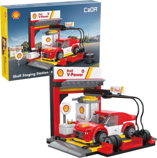 CaDA Shell pitstop-/servicestation van bouwblokjes (237 onderdelen)
