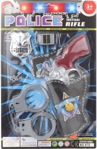 Politieset voor kinderen met pistool, handboeien en badge