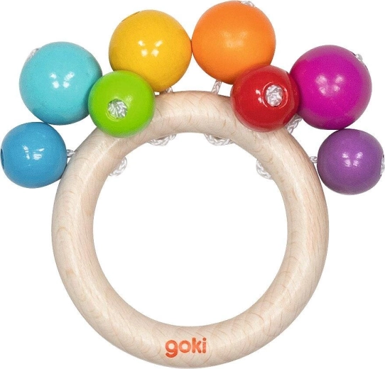 Tast-/grijpring met regenboogkralen - 1 stuk