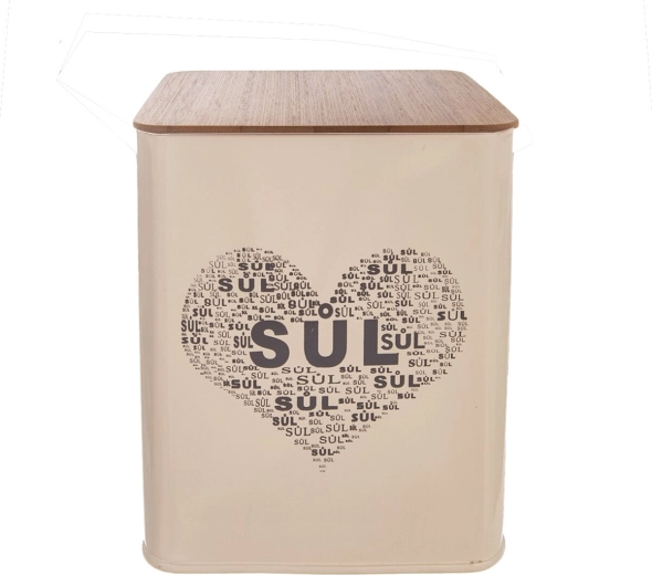 Blik voor zout Hart met houten deksel
