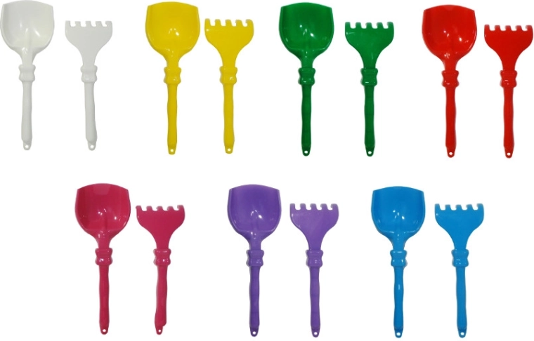 Plastic schep en hark voor zand voor kinderen