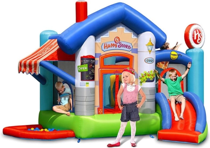 Happyhop springkasteel Happy Store met glijbaan en trampoline