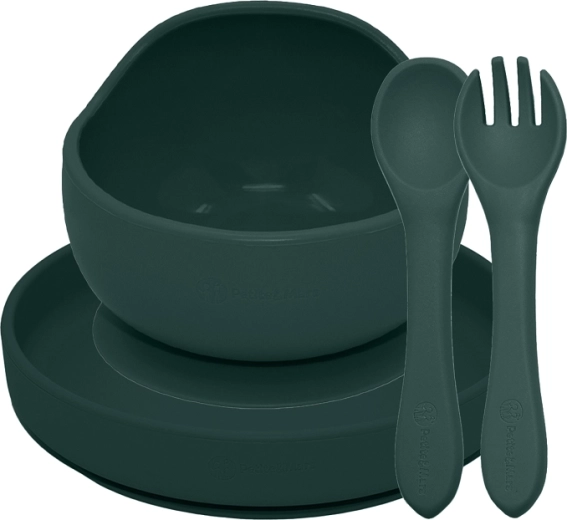 Petite&Mars siliconen eetset Take&Match, 3 stuks, misty green, 6m+
