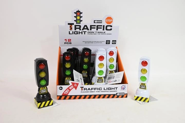 Mini verkeerslicht met licht- en geluidseffecten (12 stuks in display)