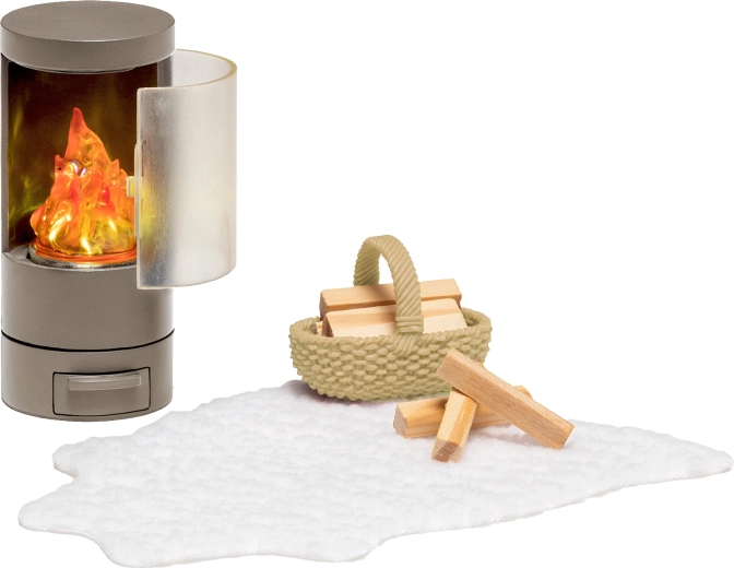 Lundby haard met accessoires voor poppenhuis