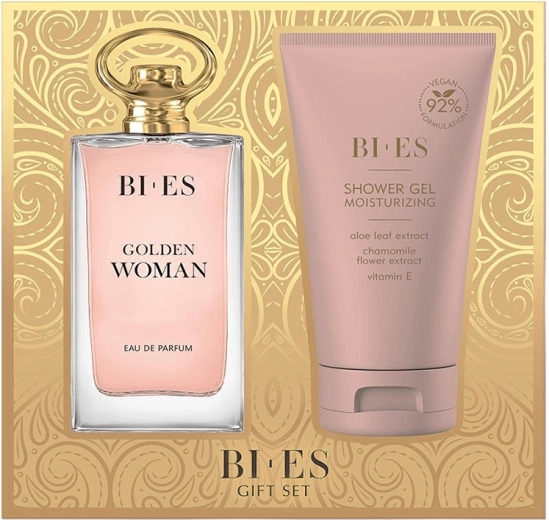 Cadeauset voor vrouwen BI-ES Golden Woman – eau de parfum 90 ml + douchegel 150 ml