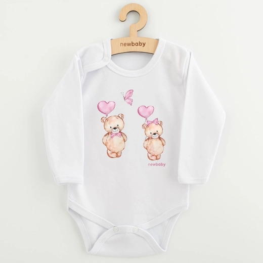 Babyromper met print NEW BABY Love Bears, lange mouw