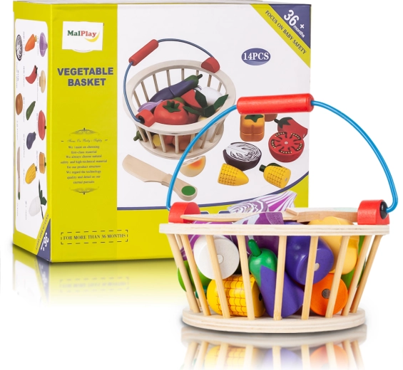 Houten mand met snijgroenten