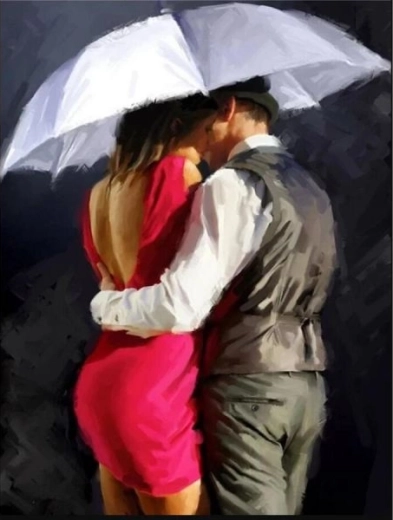 Diamantmozaïek (diamond painting) Onder de paraplu 30 × 40 cm - 1 stuk