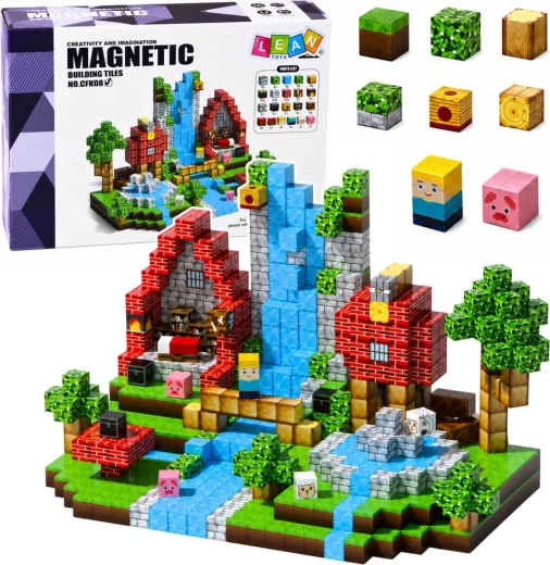 Magnetische blokjes – pixel-fantasywereld bos en waterval 3D (100 onderdelen)