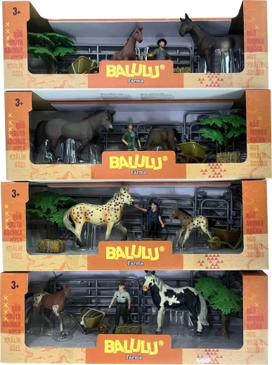 BALULU grote speelset paarden in de wei met verzorger en accessoires