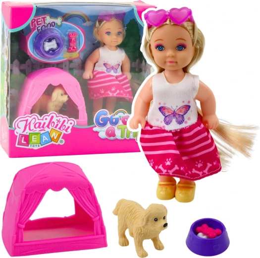 Mini pop met hond, tent en accessoires
