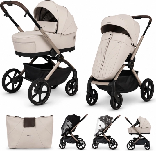 Adamex combi-kinderwagen Como Natura Beige 2-in-1
