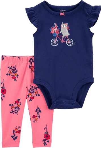 Carter's 2-delige set voor baby – romper met korte mouwen en legging navy bike (meisje)