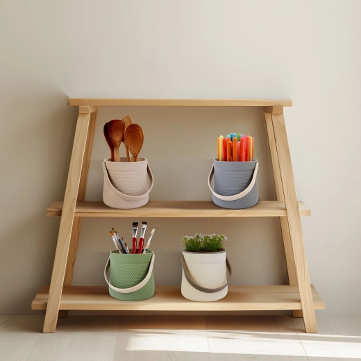 Decoratieve mand met handvat 11 × 18 cm - 1 stuk