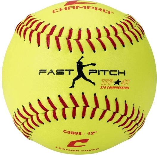 CHAMPRO fastpitch-softbal 12" bal geel leer - 1 stuk