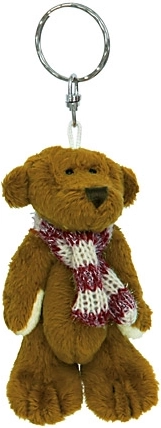 Pluchen sleutelhanger teddybeer donkerbruin 11 cm
