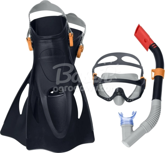 BESTWAY duikset – masker, snorkel en vinnen, zwart