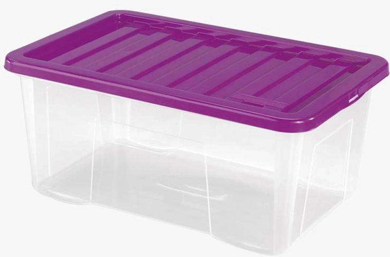 Kunststof opbergbox met deksel HEIDRUN Quasar 50 l