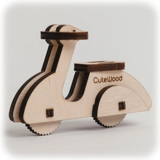 CuteWood houten 3D-puzzel brommer