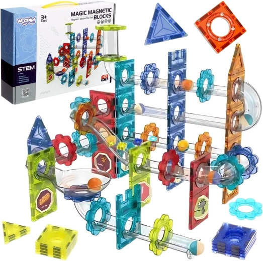 Magnetische 3D knikkerbaan set WOOPIE, 113 onderdelen
