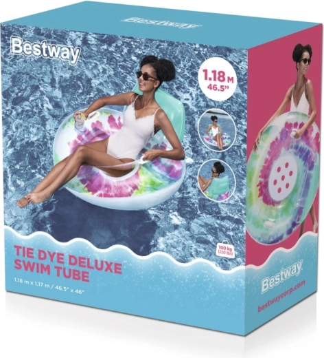 Opblaasbare zwemband met rugleuning Bestway Tie Dye 118 × 117 cm
