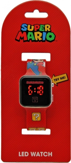 Kinder LED-horloge SUPER MARIO – rood
