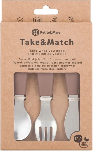 Petite&Mars set kinderbestek van roestvrij staal Take&Match Velvet latte 12m+