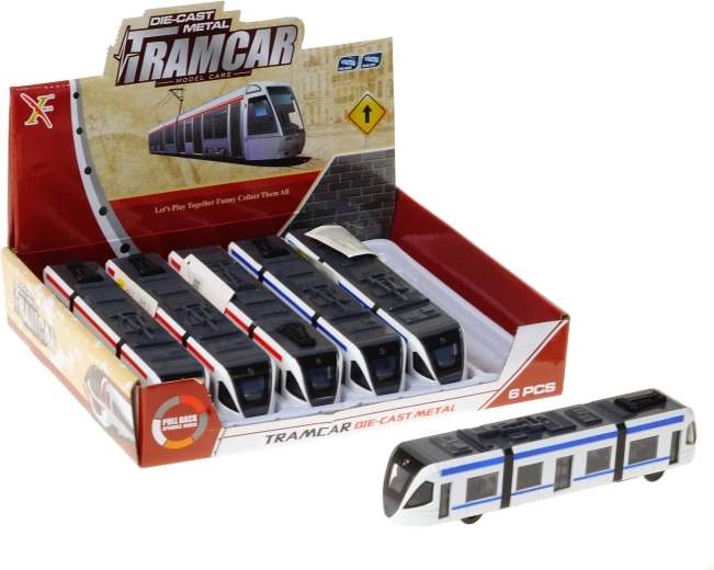 Metalen tram met licht en geluid - 1 stuk